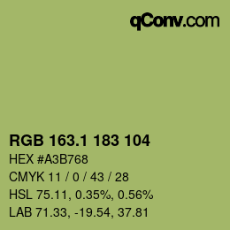 カラーコード: RGB 163.1 183 104 | qconv.com