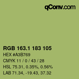 カラーコード: RGB 163.1 183 105 | qconv.com