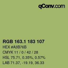 カラーコード: RGB 163.1 183 107 | qconv.com