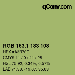 カラーコード: RGB 163.1 183 108 | qconv.com
