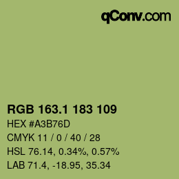 カラーコード: RGB 163.1 183 109 | qconv.com