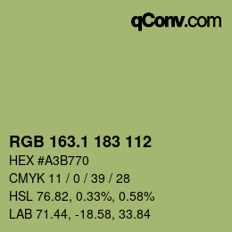 カラーコード: RGB 163.1 183 112 | qconv.com