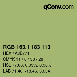 カラーコード: RGB 163.1 183 113 | qconv.com