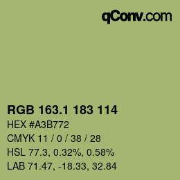 カラーコード: RGB 163.1 183 114 | qconv.com