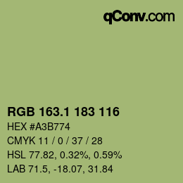カラーコード: RGB 163.1 183 116 | qconv.com