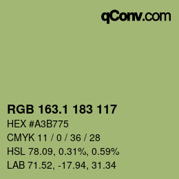 カラーコード: RGB 163.1 183 117 | qconv.com