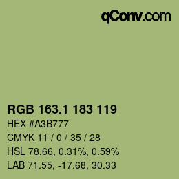 カラーコード: RGB 163.1 183 119 | qconv.com
