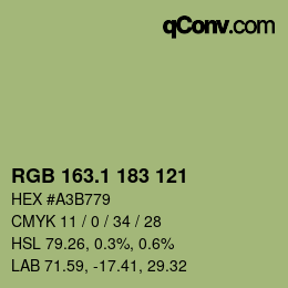 カラーコード: RGB 163.1 183 121 | qconv.com