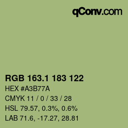 カラーコード: RGB 163.1 183 122 | qconv.com