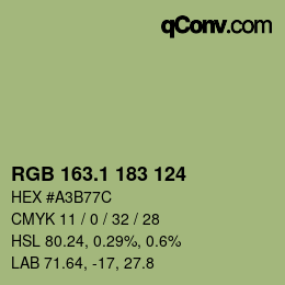 Color code: RGB 163.1 183 124 | qconv.com