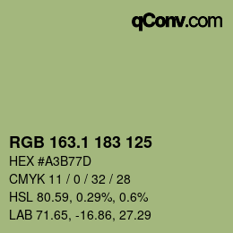 カラーコード: RGB 163.1 183 125 | qconv.com
