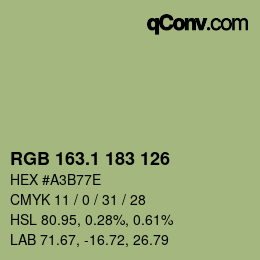 カラーコード: RGB 163.1 183 126 | qconv.com