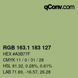 カラーコード: RGB 163.1 183 127 | qconv.com