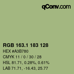 Color code: RGB 163.1 183 128 | qconv.com