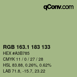 Color code: RGB 163.1 183 133 | qconv.com