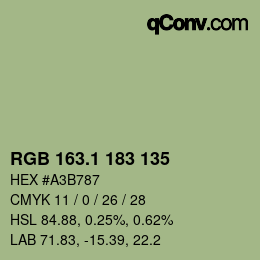 カラーコード: RGB 163.1 183 135 | qconv.com
