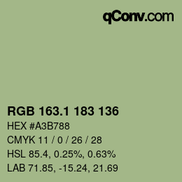 カラーコード: RGB 163.1 183 136 | qconv.com