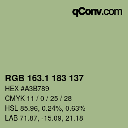 カラーコード: RGB 163.1 183 137 | qconv.com