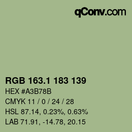 カラーコード: RGB 163.1 183 139 | qconv.com