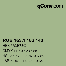 カラーコード: RGB 163.1 183 140 | qconv.com