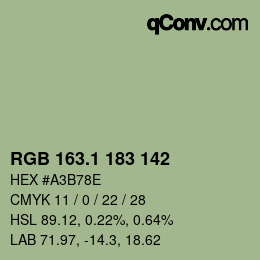 Color code: RGB 163.1 183 142 | qconv.com