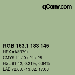 カラーコード: RGB 163.1 183 145 | qconv.com