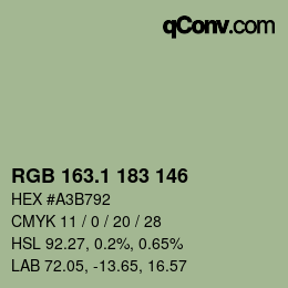 カラーコード: RGB 163.1 183 146 | qconv.com