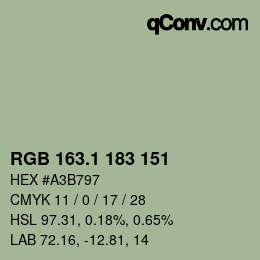 カラーコード: RGB 163.1 183 151 | qconv.com