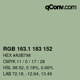 Color code: RGB 163.1 183 152 | qconv.com