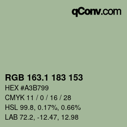 カラーコード: RGB 163.1 183 153 | qconv.com