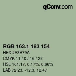 Color code: RGB 163.1 183 154 | qconv.com