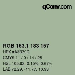 Color code: RGB 163.1 183 157 | qconv.com