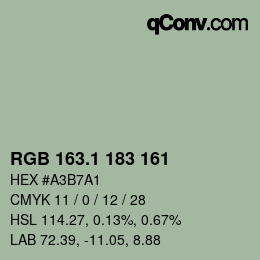 Color code: RGB 163.1 183 161 | qconv.com