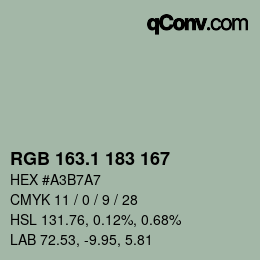 カラーコード: RGB 163.1 183 167 | qconv.com