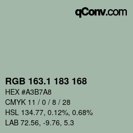 カラーコード: RGB 163.1 183 168 | qconv.com