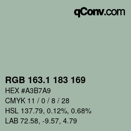 Color code: RGB 163.1 183 169 | qconv.com