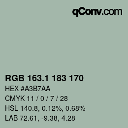 カラーコード: RGB 163.1 183 170 | qconv.com