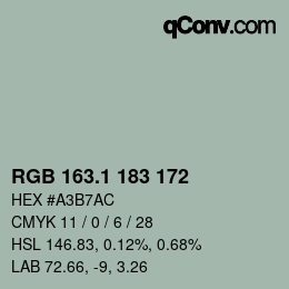 Color code: RGB 163.1 183 172 | qconv.com