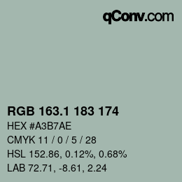 Color code: RGB 163.1 183 174 | qconv.com