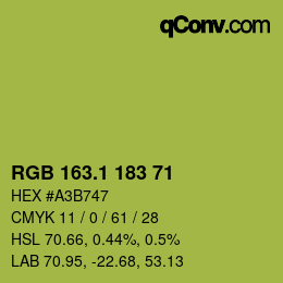 カラーコード: RGB 163.1 183 71 | qconv.com