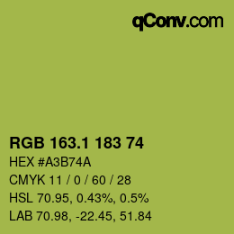 カラーコード: RGB 163.1 183 74 | qconv.com