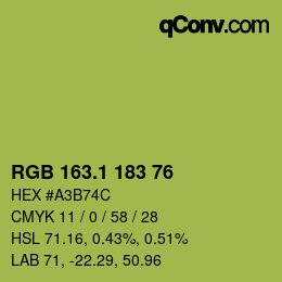 カラーコード: RGB 163.1 183 76 | qconv.com