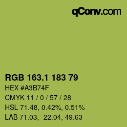 カラーコード: RGB 163.1 183 79 | qconv.com
