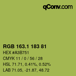 カラーコード: RGB 163.1 183 81 | qconv.com