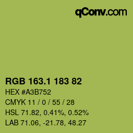 カラーコード: RGB 163.1 183 82 | qconv.com
