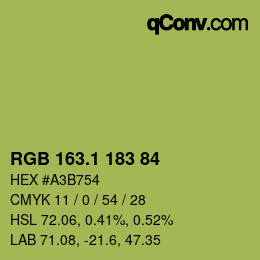 カラーコード: RGB 163.1 183 84 | qconv.com