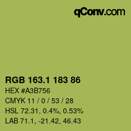カラーコード: RGB 163.1 183 86 | qconv.com