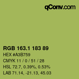 カラーコード: RGB 163.1 183 89 | qconv.com