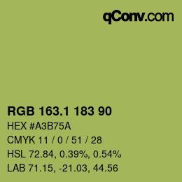 カラーコード: RGB 163.1 183 90 | qconv.com