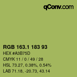 カラーコード: RGB 163.1 183 93 | qconv.com